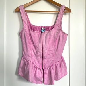 Pink Denim Corset Peplum Top